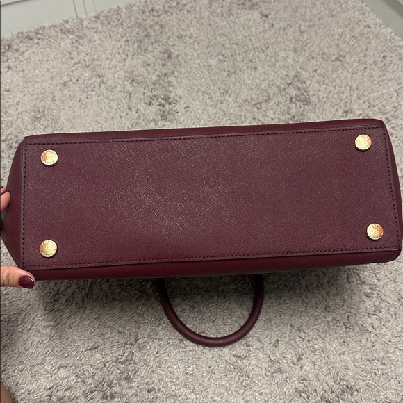 MICHAEL KORS Hope Leather Large Satchel Bag Crossbody Handbag (Merlot) - Picture 5 of 5